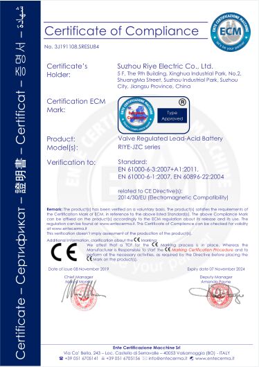 battery RIYEseries CE證書 3J191108.SRESU84